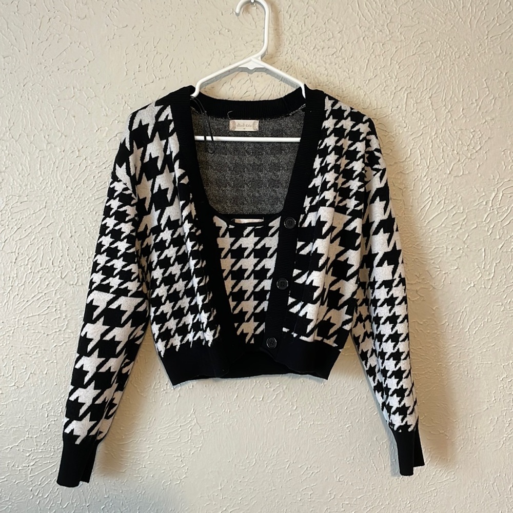 Houndstooth matching cardigan + tank